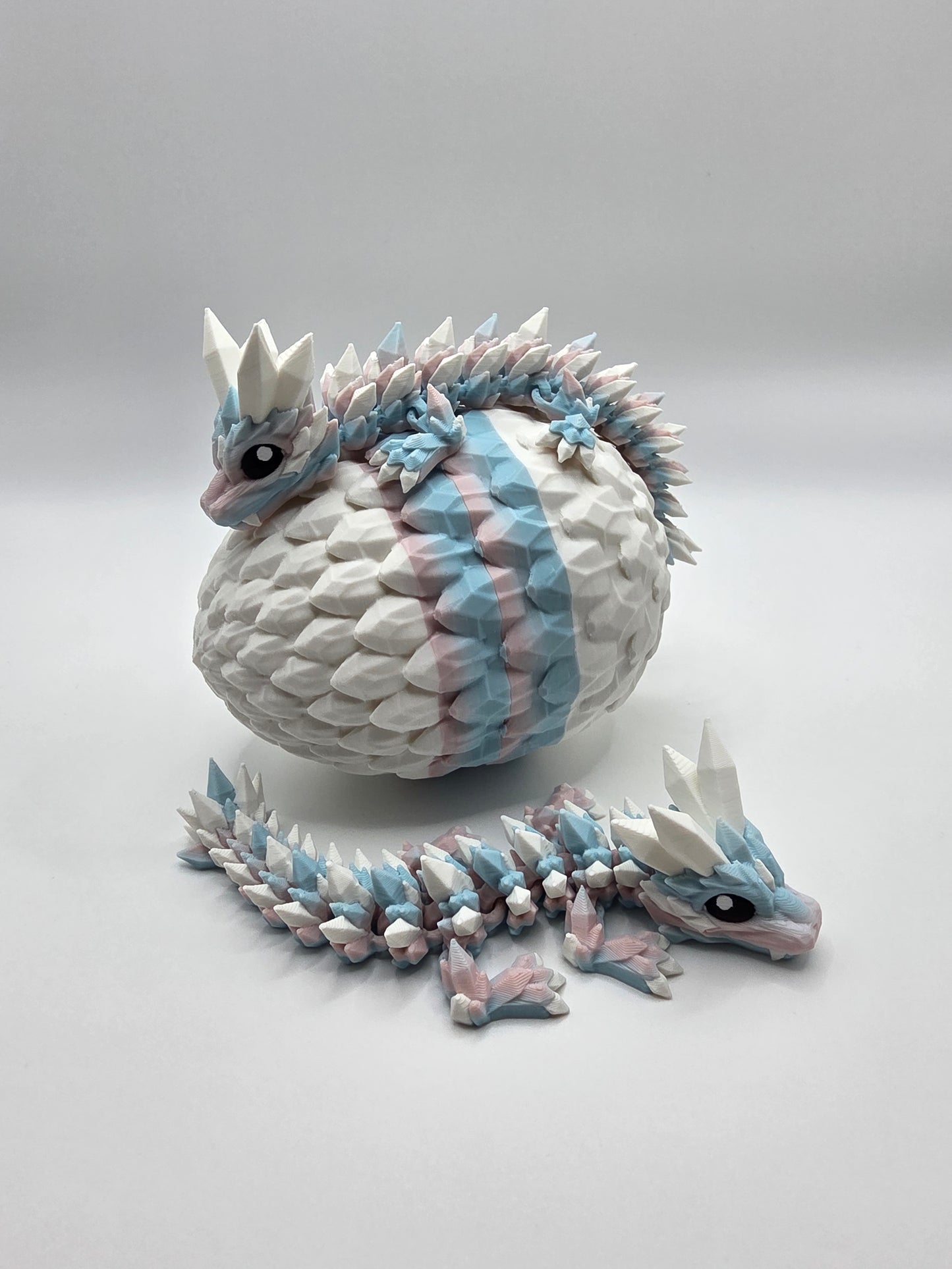 Crystal Baby Dragons – Articulated Flexi Collectible – Dual Pink/Blue, with White