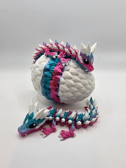 Crystal Baby Dragons – Articulated Flexi Collectible – Dual Pink - Blue with White