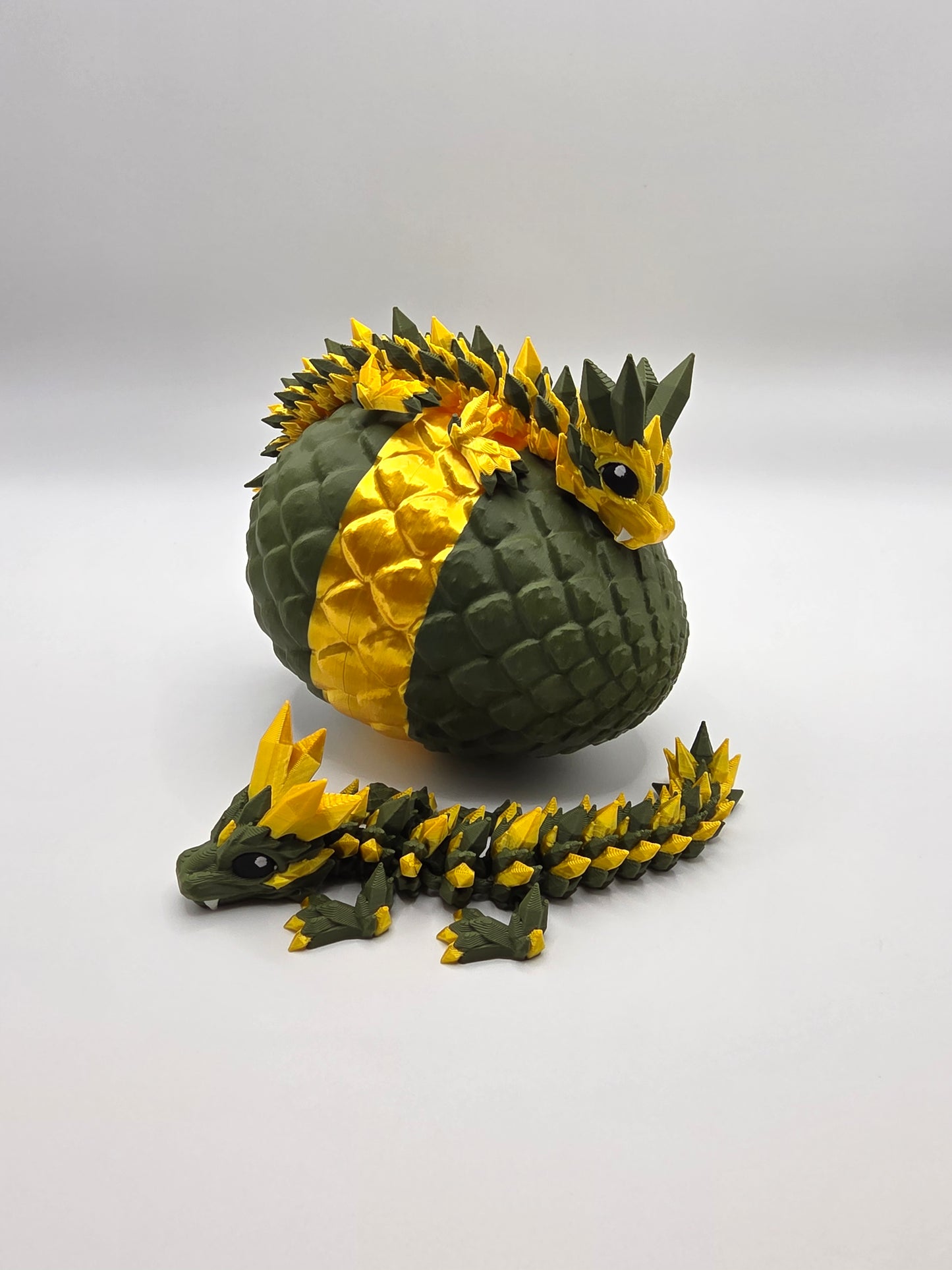 Crystal Baby Dragons – Articulated Flexi Collectible – Army Green with Gold