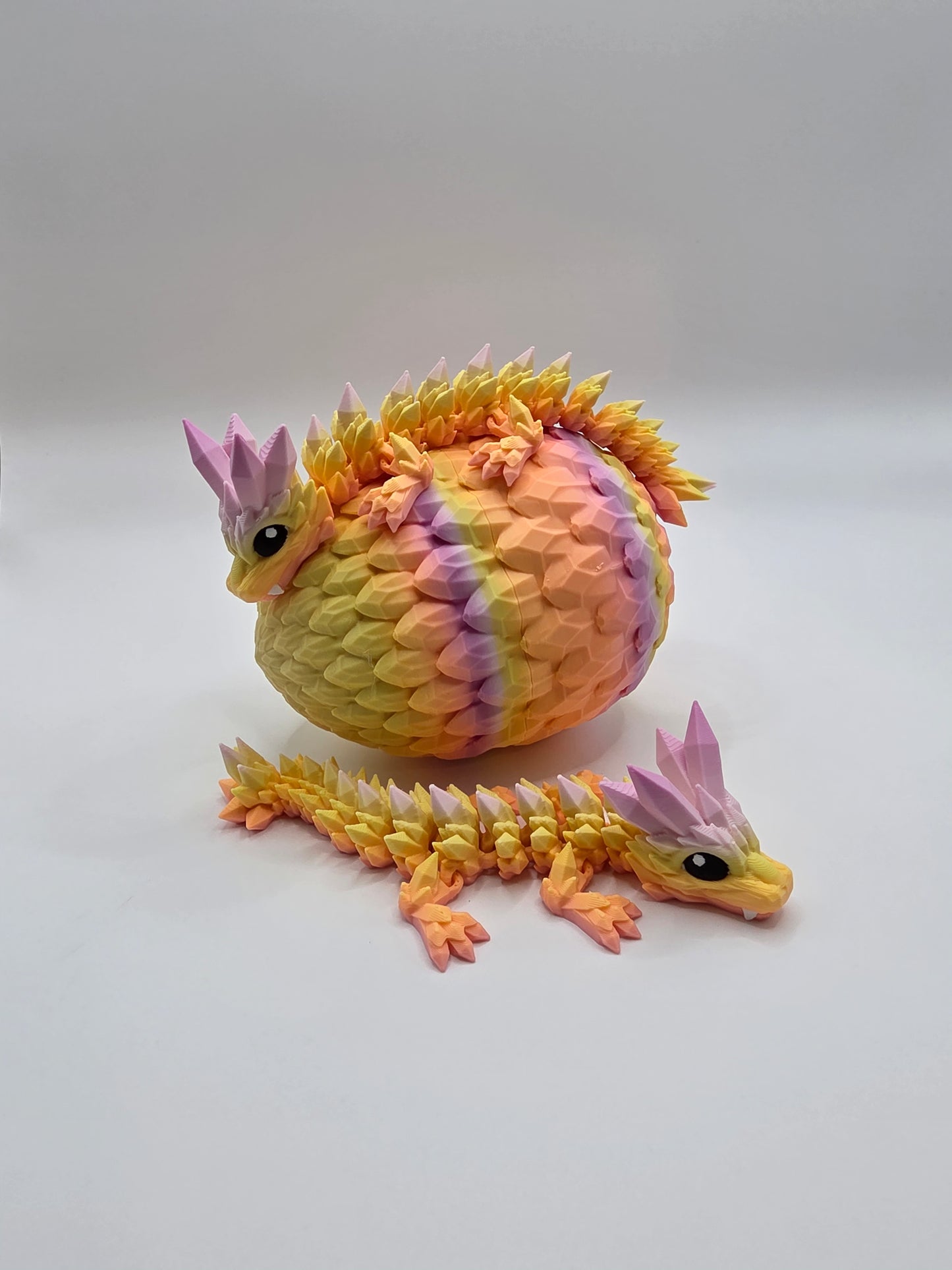 Crystal Baby Dragons With Egg - Articulated Flexi - Sunlit Pedal