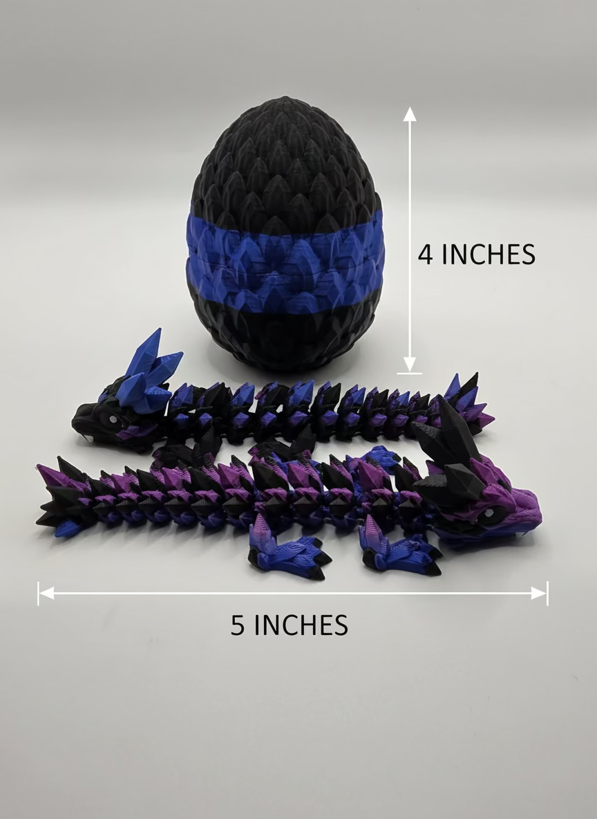 Crystal Baby Dragons – Articulated Flexi Collectible – Dual Purple and Blue with Black