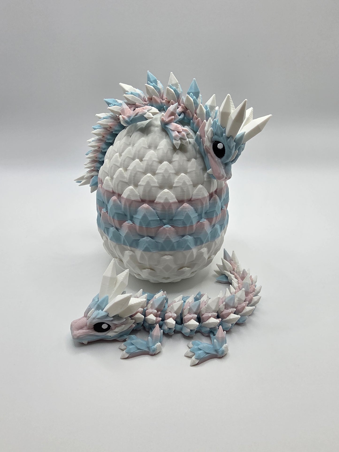 Crystal Baby Dragons – Articulated Flexi Collectible – Dual Pink/Blue, with White