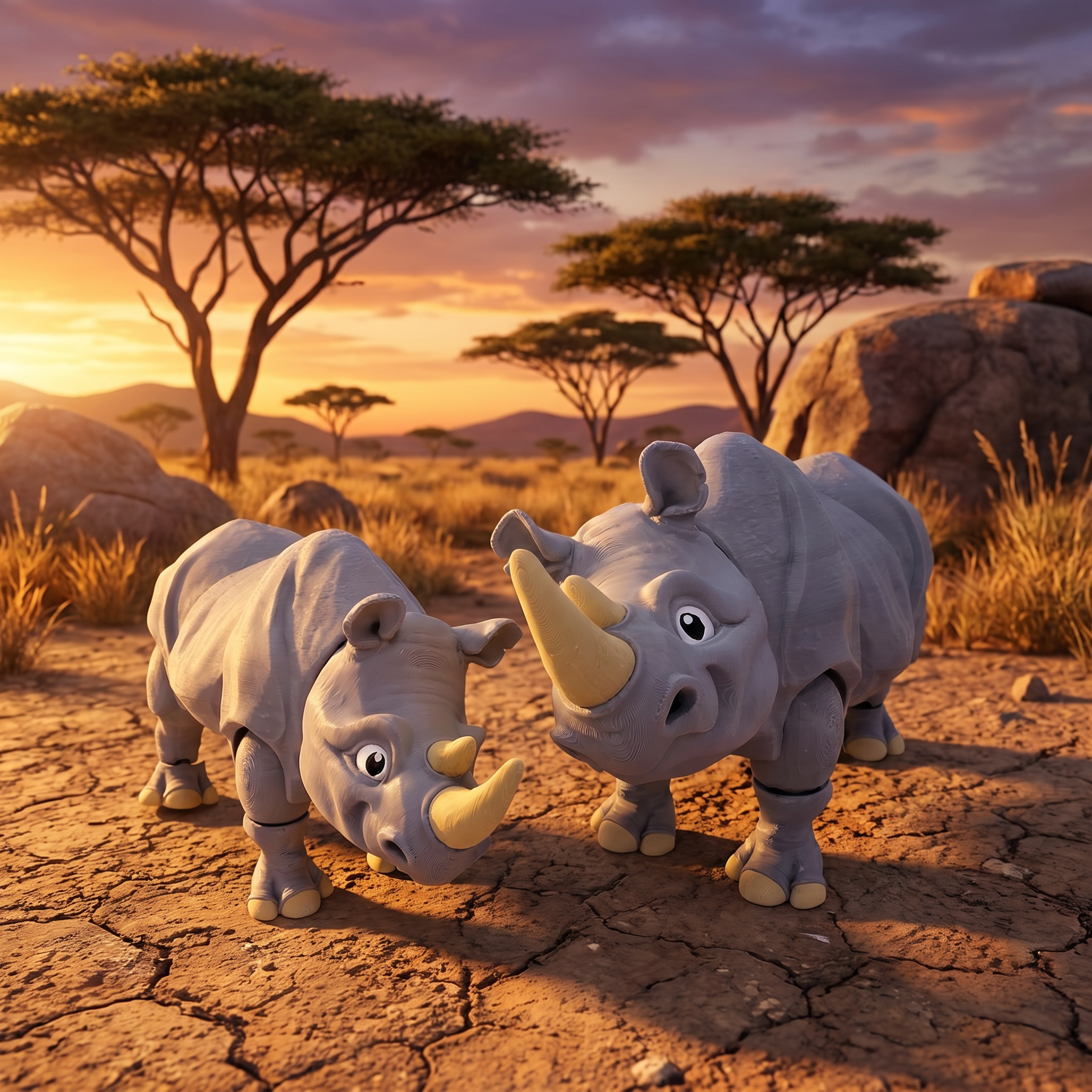 Rhino - Articulated Flexi Safari Animal