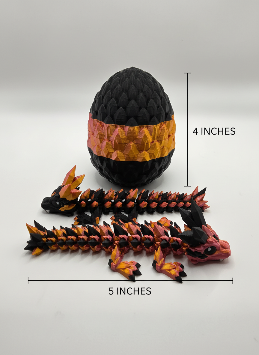 Crystal Baby Dragons – Articulated Flexi Collectible – Rose Gold and Black