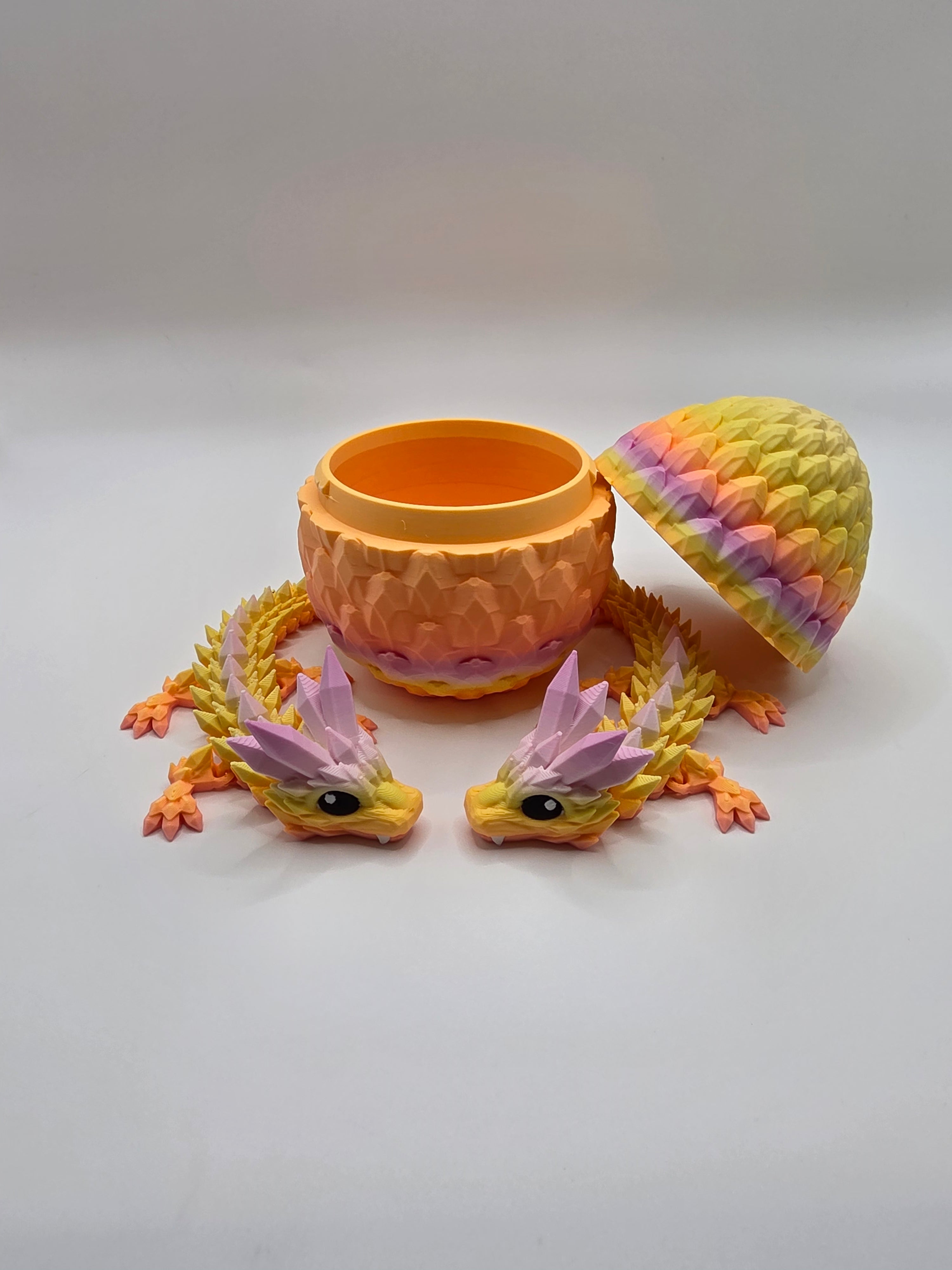 Crystal Baby Dragons With Egg - Articulated Flexi - Sunlit Pedal