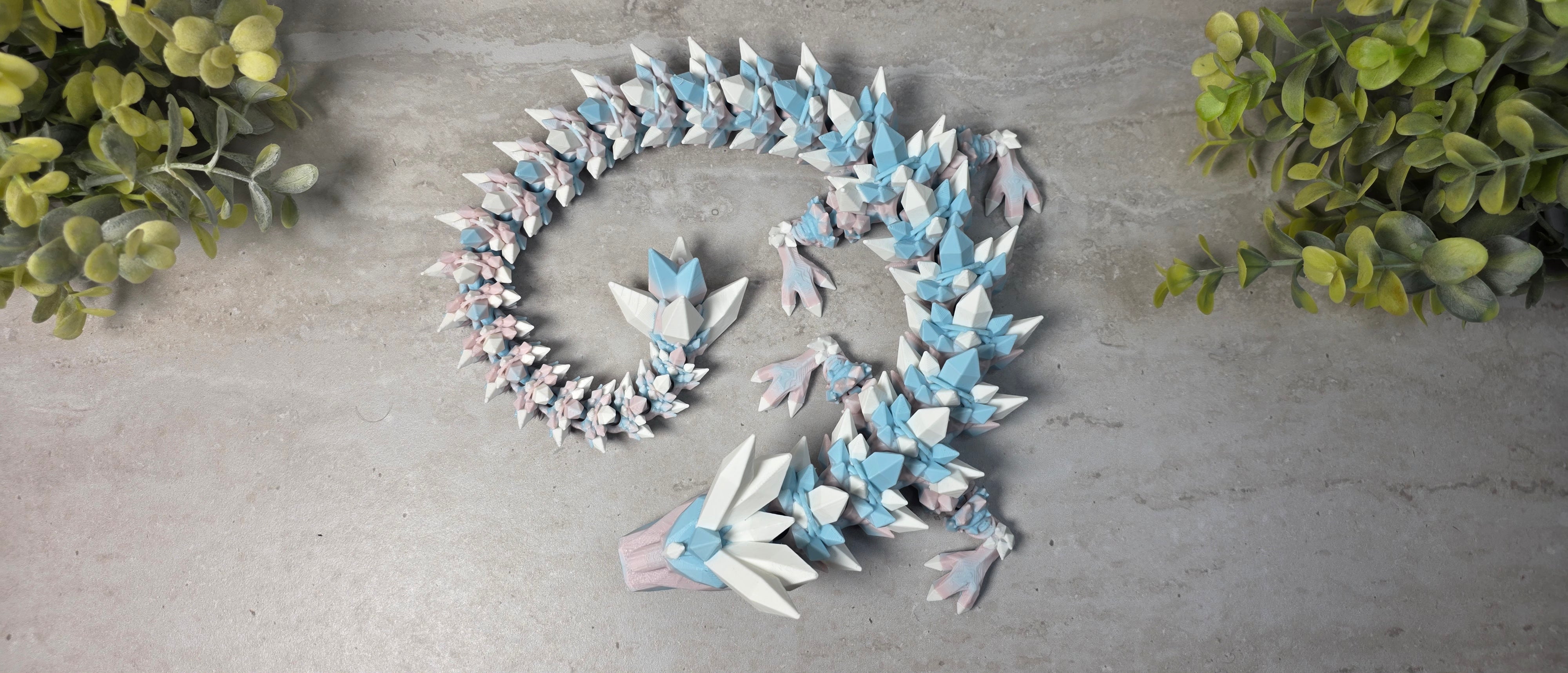 Crystal Dragon Flexi Figure - Fully Articulated 3D Print Multi Color