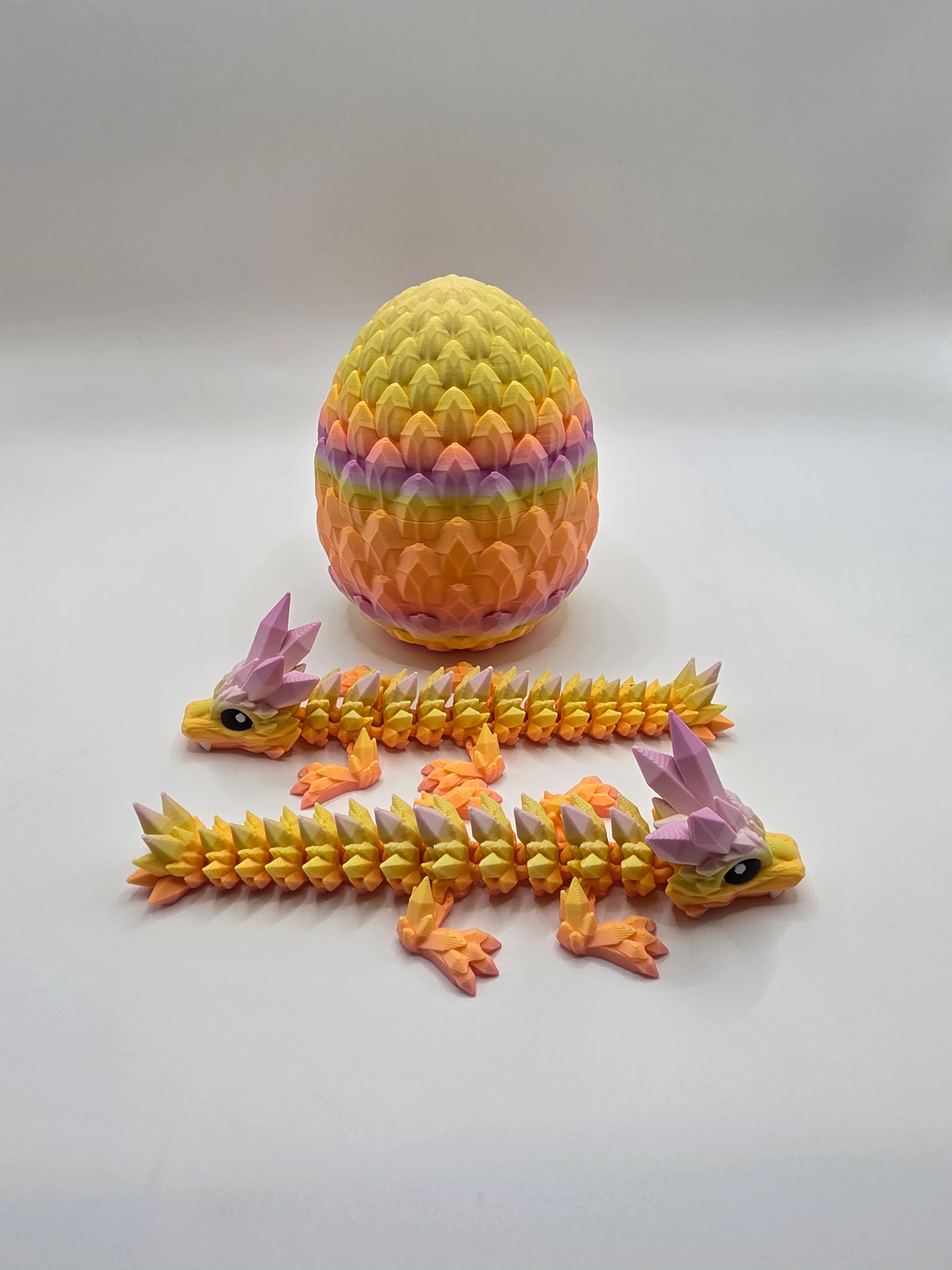 Crystal Baby Dragons With Egg - Articulated Flexi - Sunlit Pedal