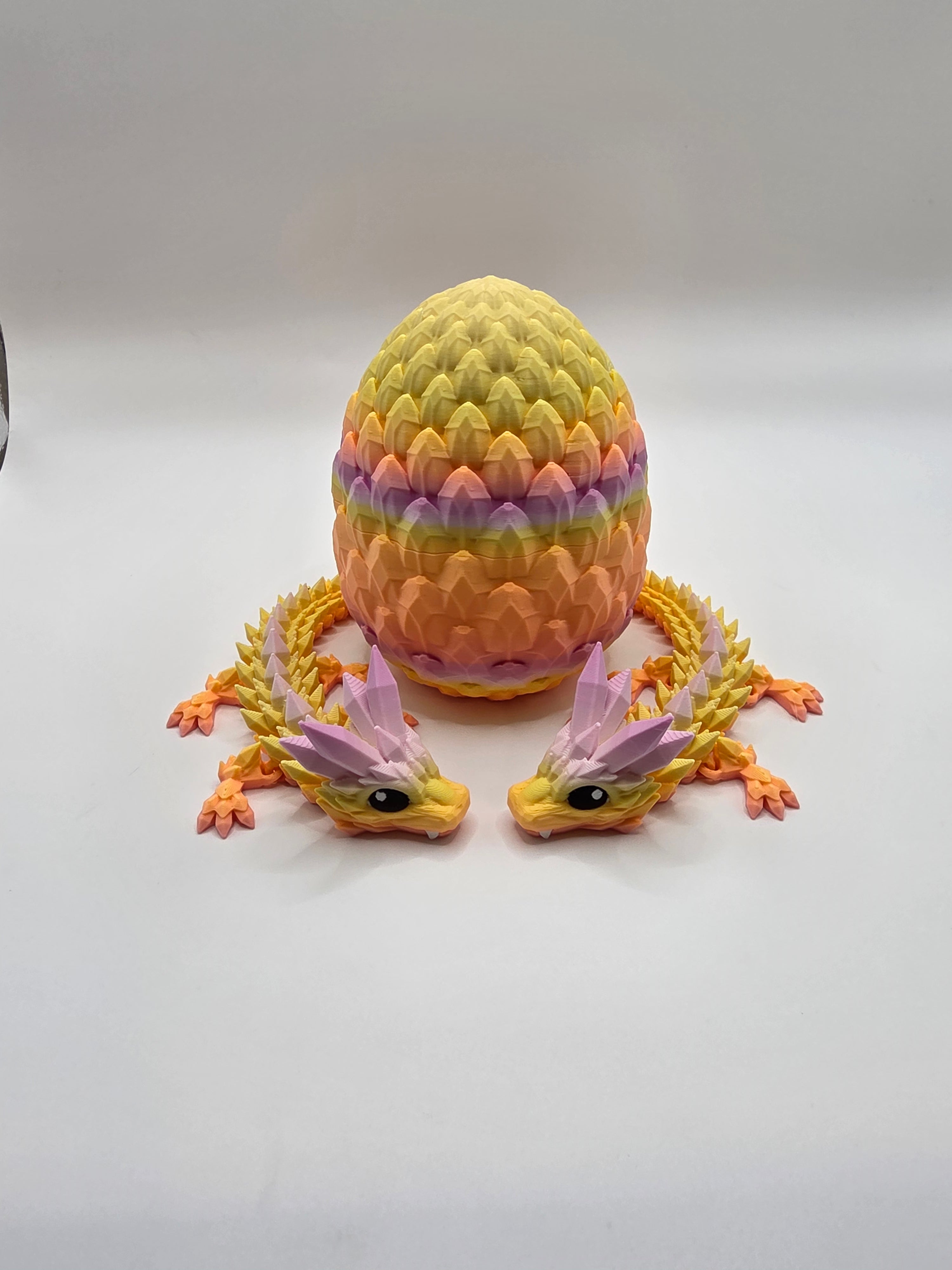 Crystal Baby Dragons With Egg - Articulated Flexi - Sunlit Pedal