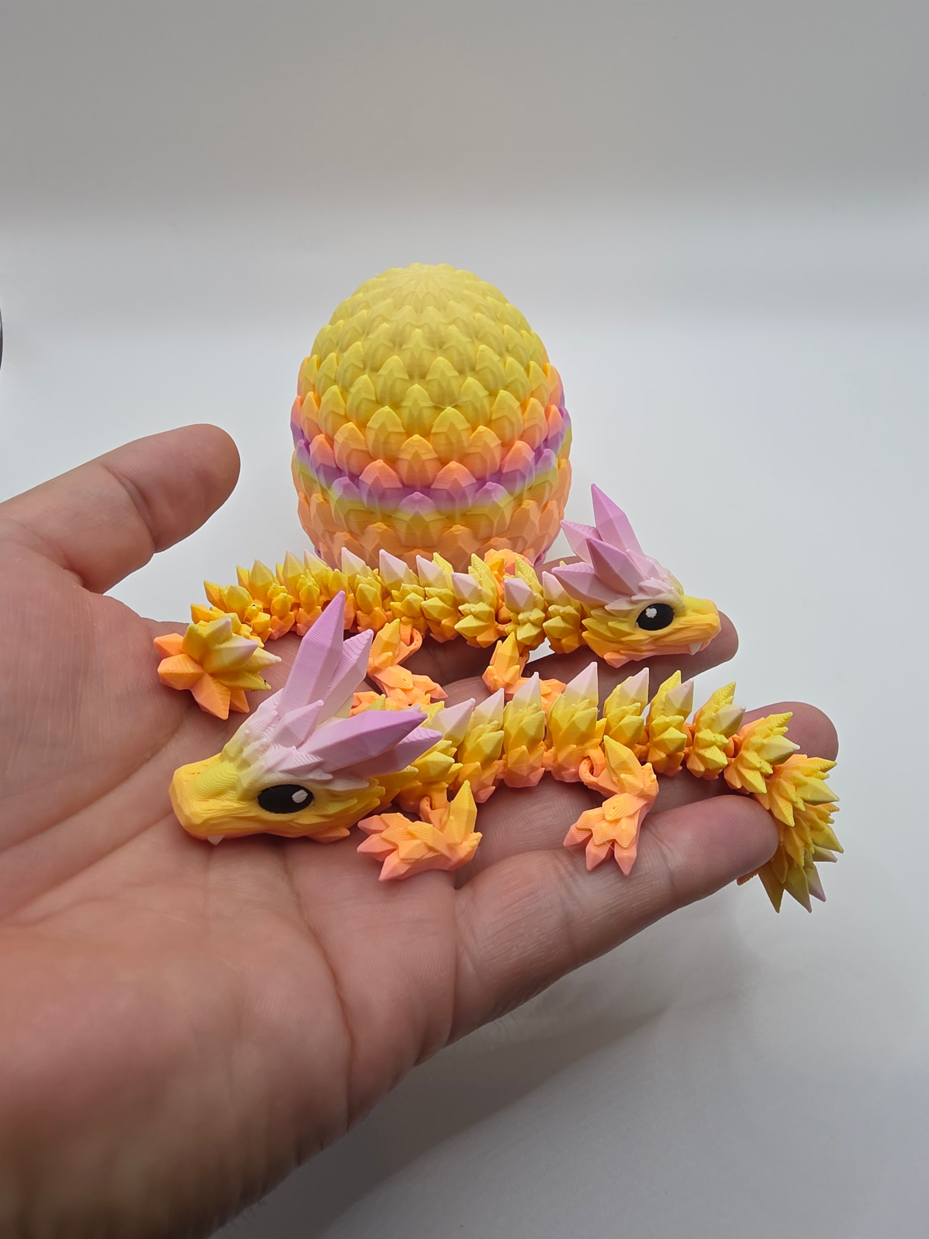 Crystal Baby Dragons With Egg - Articulated Flexi - Sunlit Pedal