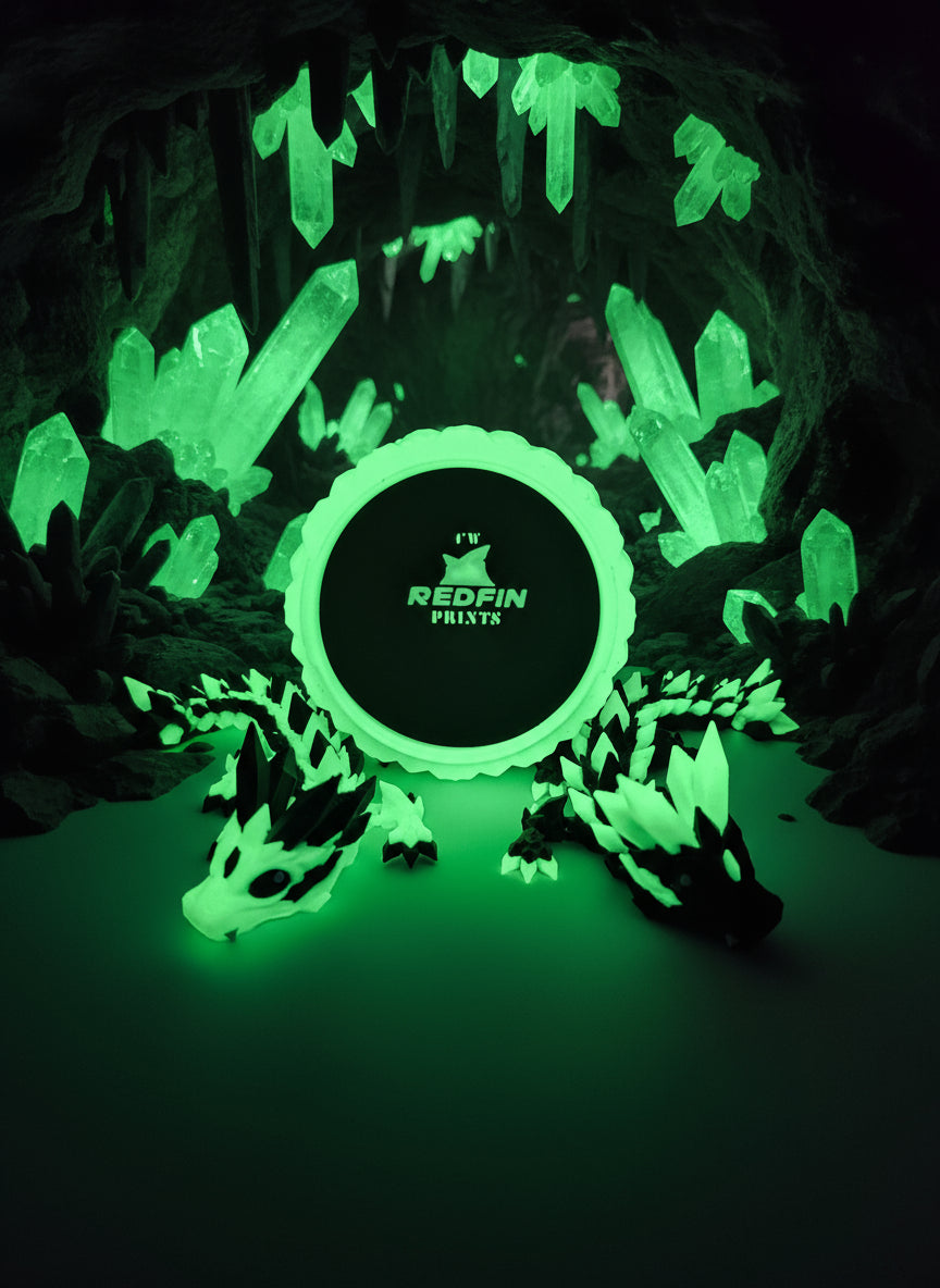 Crystal Baby Dragons – Articulated Flexi Collectible – Glow Green with Black